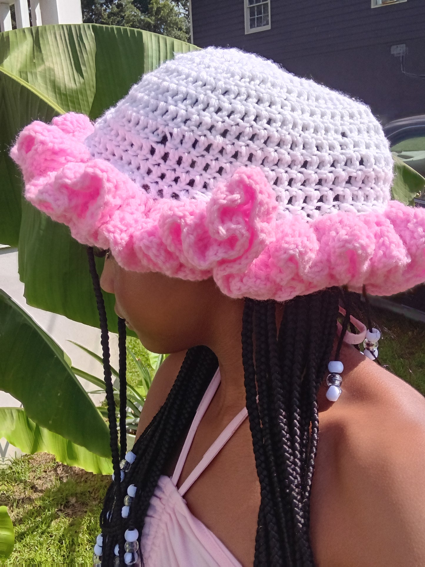 Crochet ruffle hat