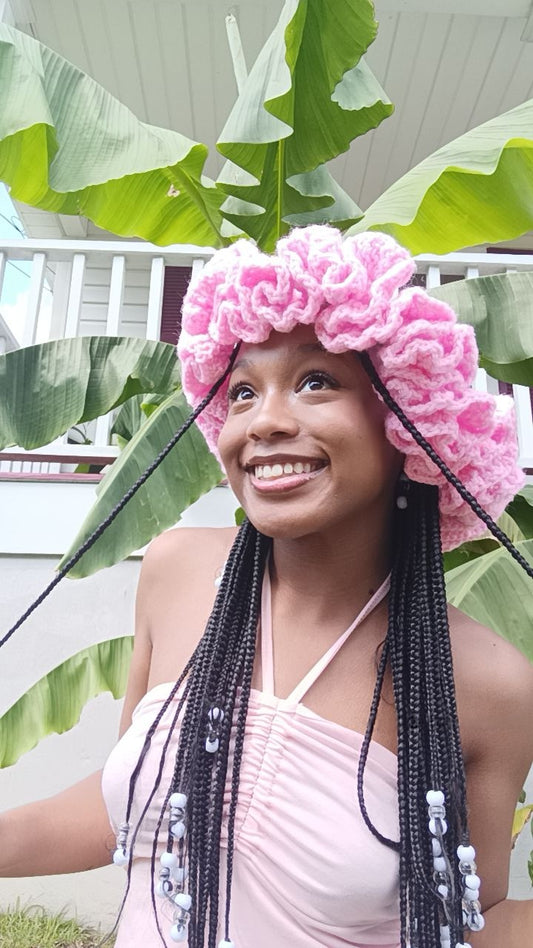 Crochet ruffle hat